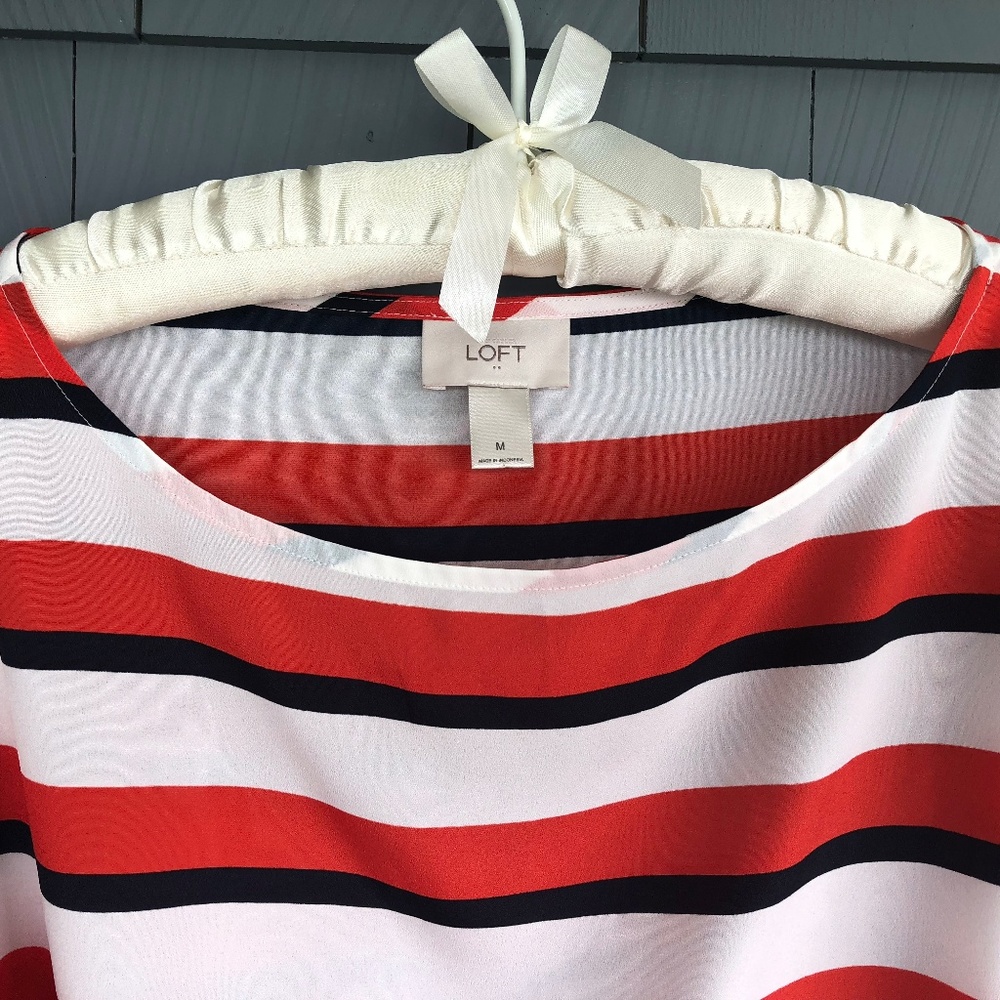 Loft Long Sleeve Striped Blouse Size Medium